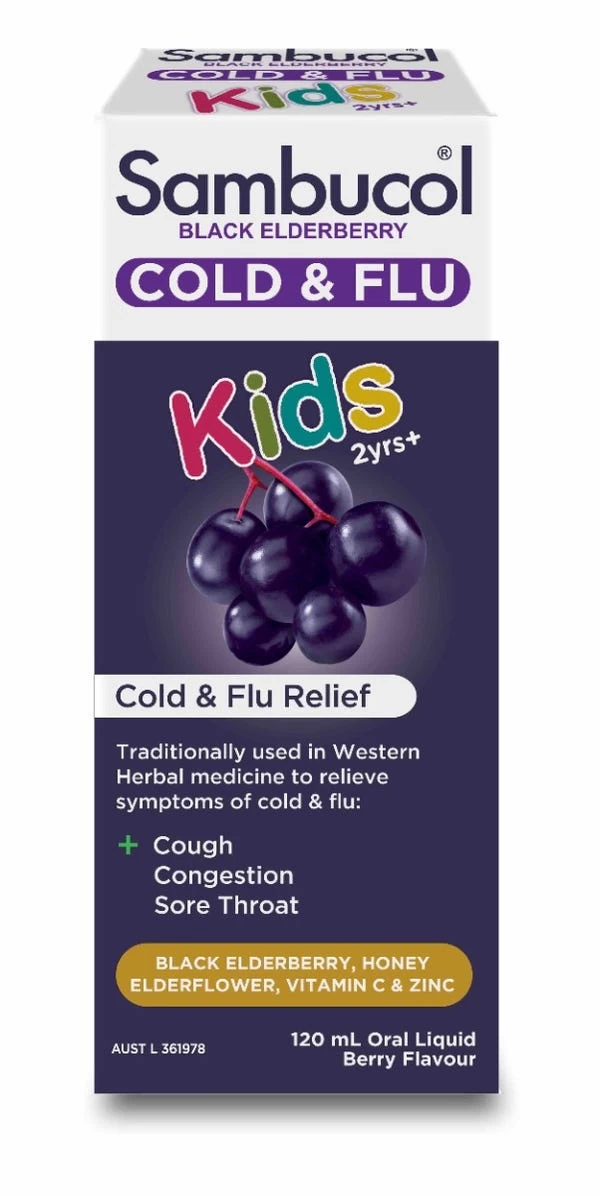 Sambucol Black Elderberry Kids Cold & Flu Relief Liquid 120ml
