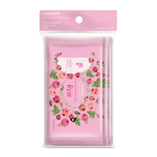 Watsons Invigorating Wet Wipes Rose 3x10s