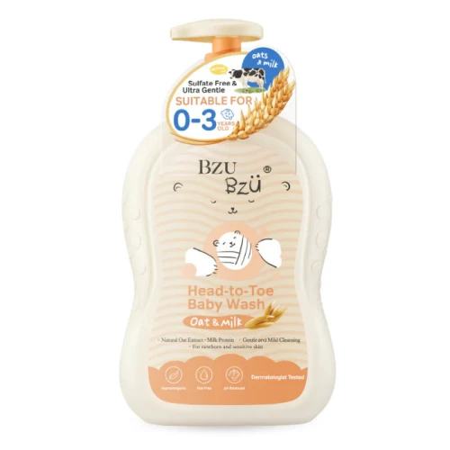 Bzu Bzu Head-to-Toe Baby Wash Oat & Milk 600ml