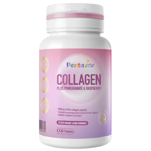 Pentavite Collagen Plus Pomegranate & Raspberry Chewable 30s