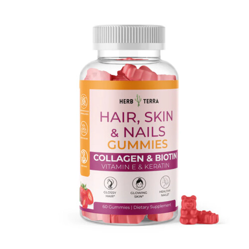 Herb Terra Hair, Skin & Nail Gummies Collagen & Biotin 60s