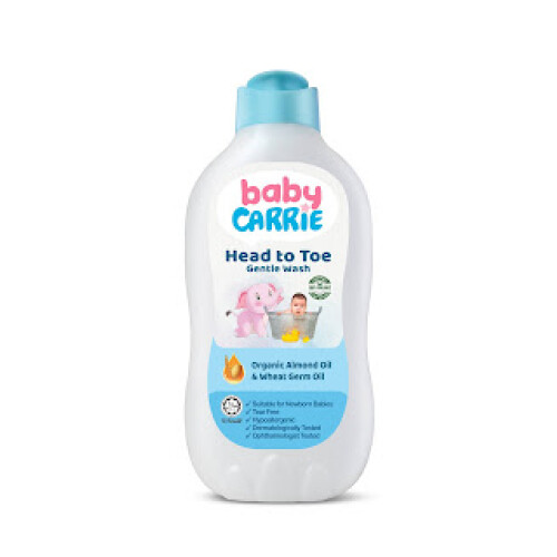 Baby Carrie Head to Toe Gentle Wash Organic Almond Oil & Wheat Germ Oil 250g