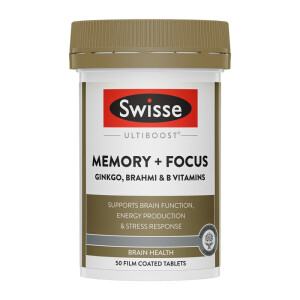 Swisse Ultiboost Memory + Focus Ginkgo, Brahmi & B Vitamins 50s