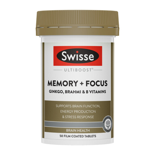 Swisse Ultiboost Memory + Focus Ginkgo, Brahmi & B Vitamins 50s