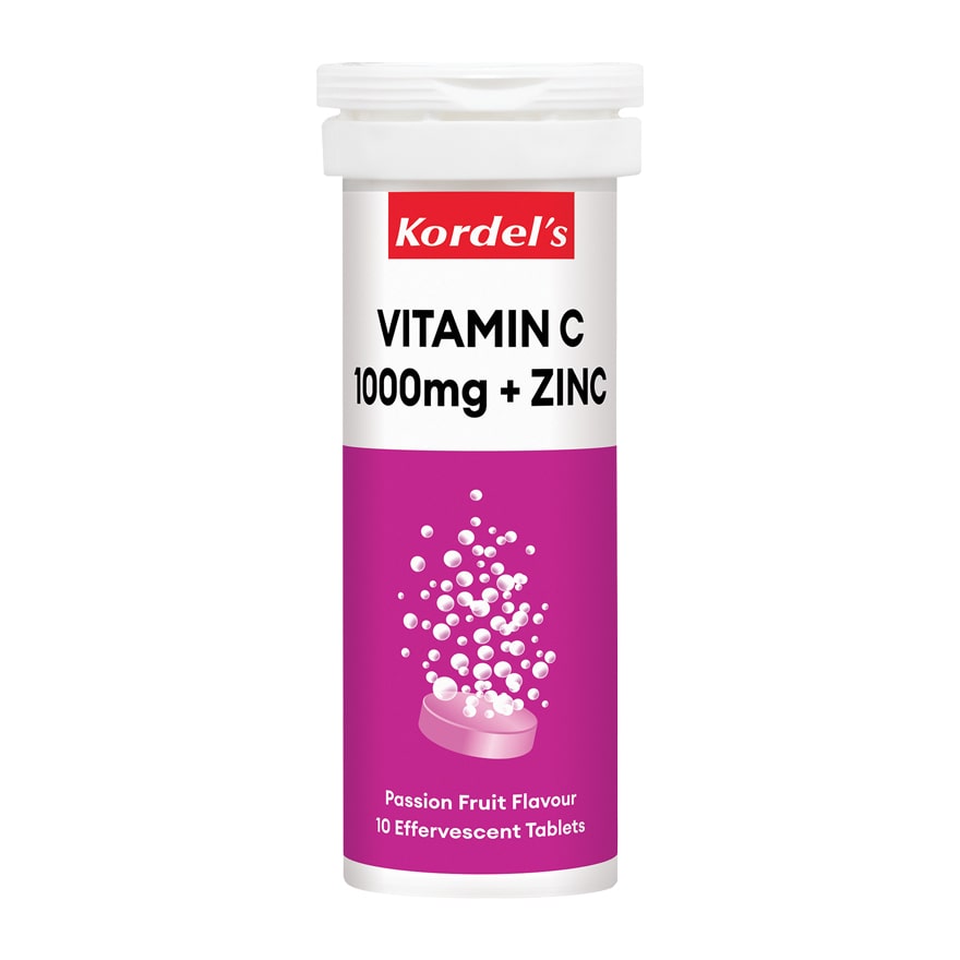 Kordel's Vitamin C 1000mg + Zinc Effervescent Passion Fruit Flavour 3x10s - Image 2