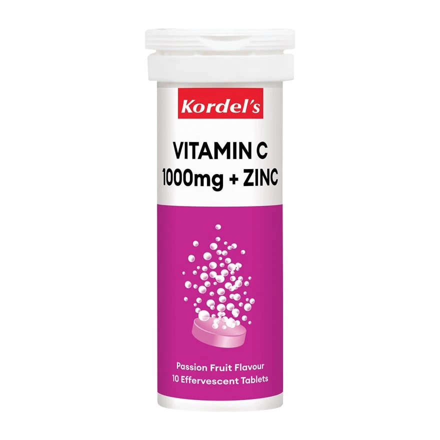 Kordel's Vitamin C 1000mg + Zinc Effervescent Passion Fruit Flavour 3x10s - Image 2