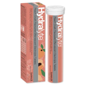 Hydralyte Electrolyte Effervescent Peach Crush 20s