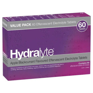 Hydralyte Electrolyte Effervescent Apple Blackcurrant 60s